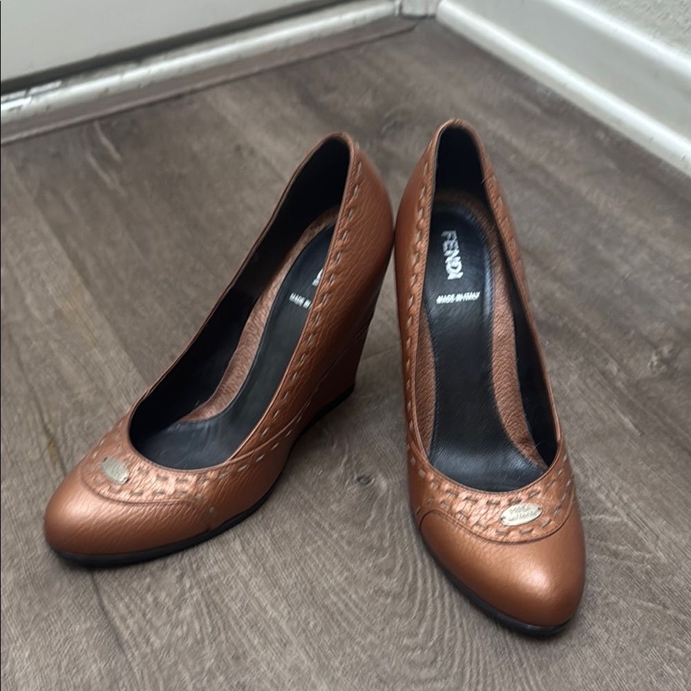 Fendi Women's Brown Leather Wedges